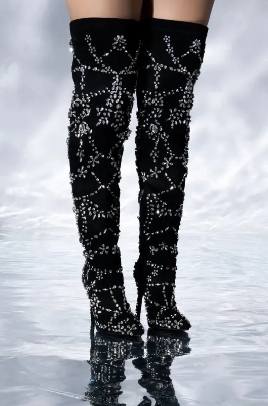 AZALEA WANG AGELESS STILETTO BOOT IN BLACK SUEDE sold by AKIRA