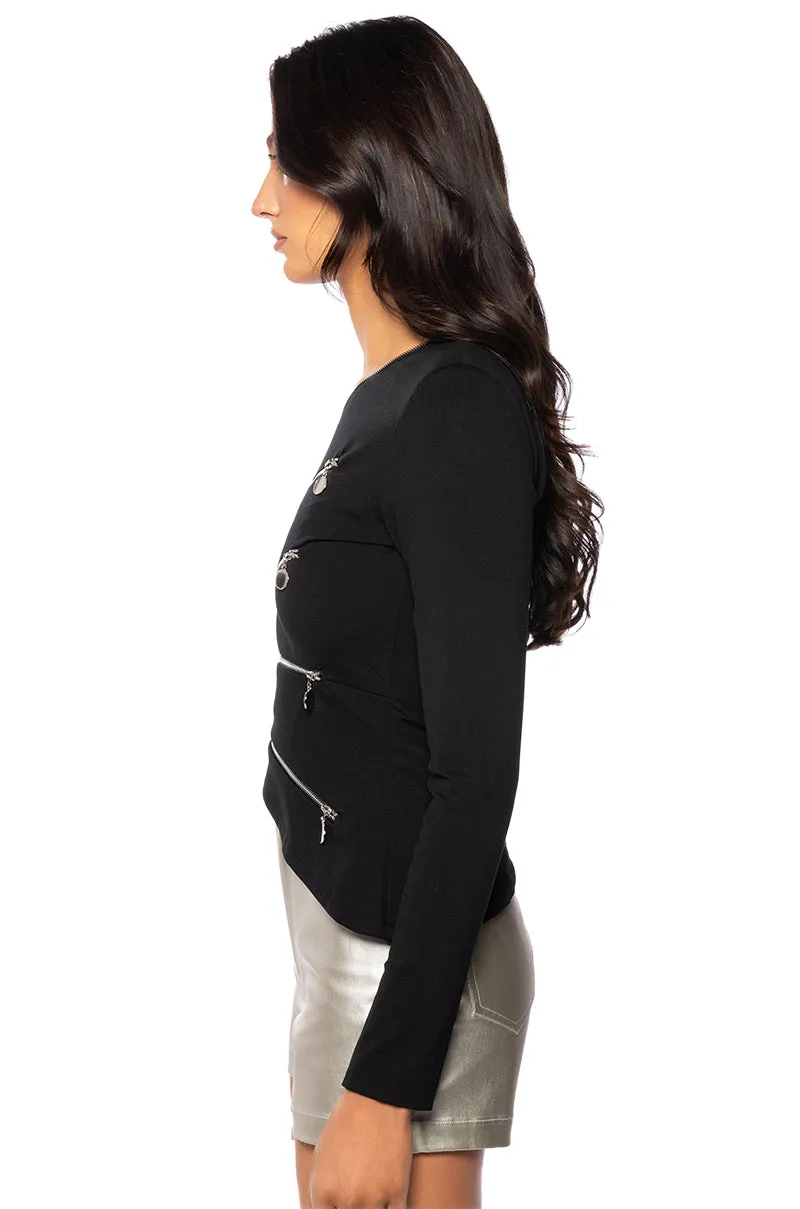 CLEO ONE SHOULDER ZIPPER DETAIL TOP sold by AKIRA product image thumbnail 5