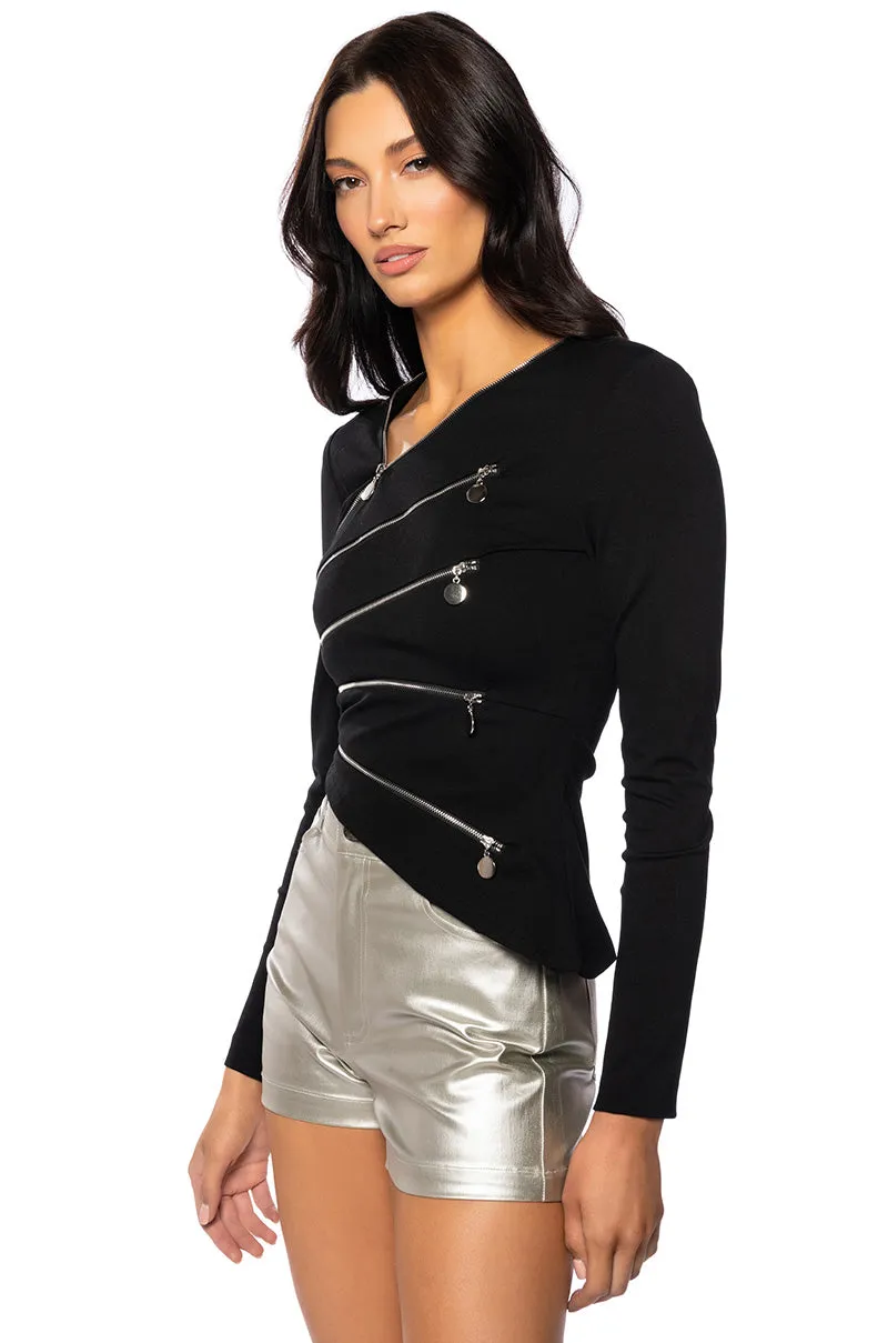 CLEO ONE SHOULDER ZIPPER DETAIL TOP sold by AKIRA product image thumbnail 2