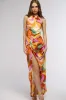 BOTANICAL BEAUTY PRINTED MIDI DRESS IN ORANGE MULTI sold by AKIRA