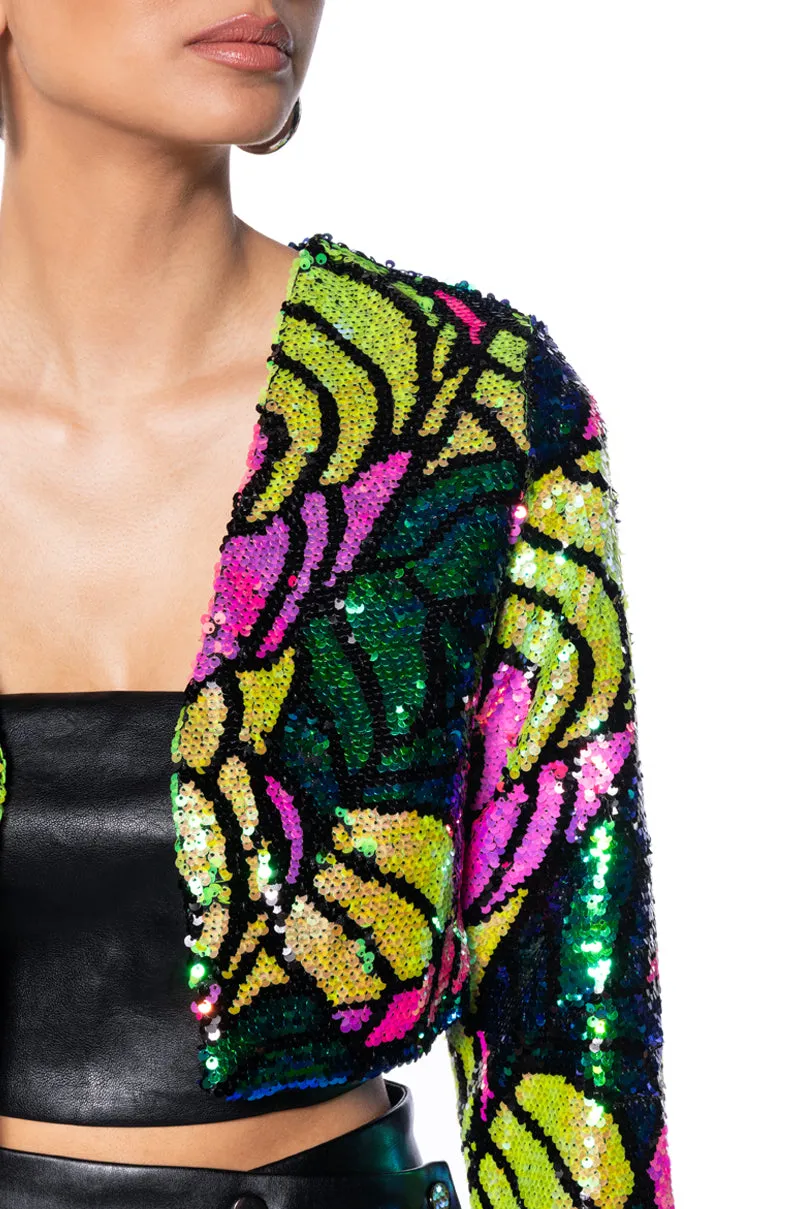 BETTER TO LOVE AT MIDNIGHT CROP SEQUIN BLAZER sold by AKIRA product image thumbnail 5