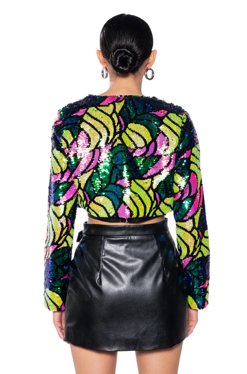 BETTER TO LOVE AT MIDNIGHT CROP SEQUIN BLAZER sold by AKIRA product image thumbnail 4