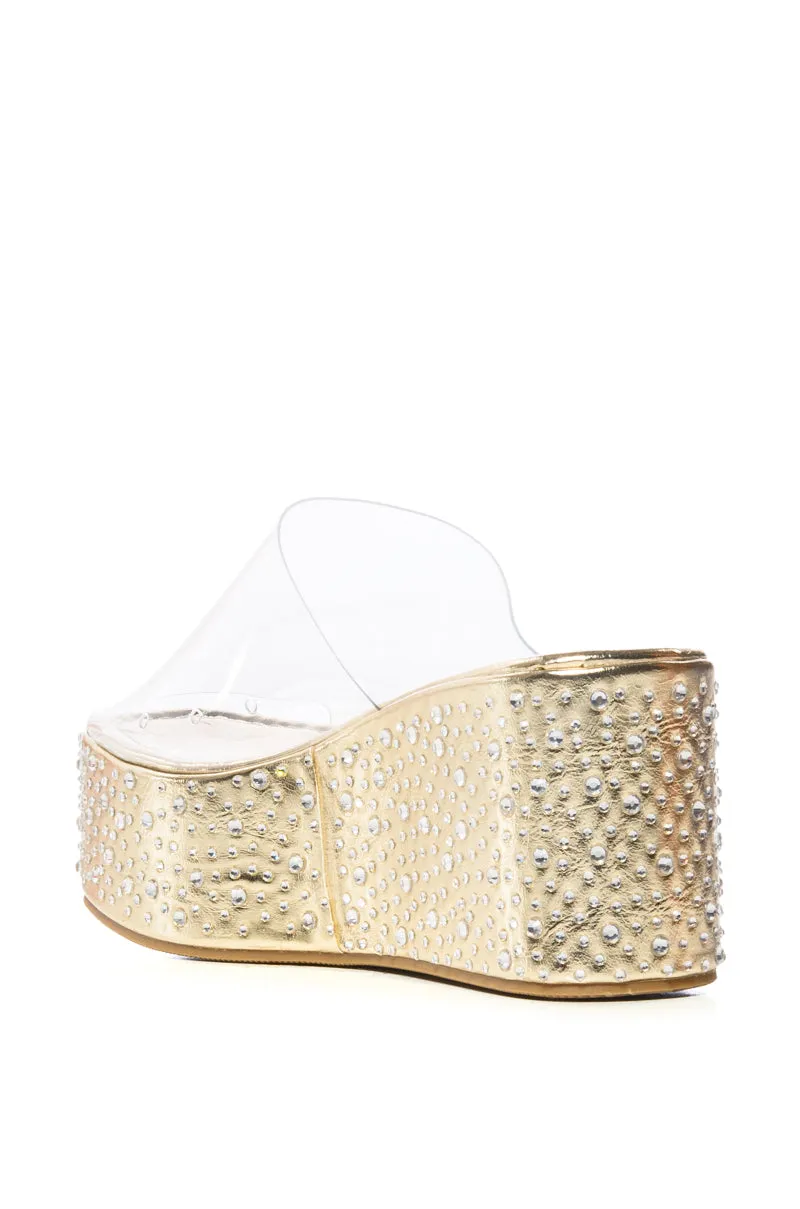 DOLL GOLD FLATFORM EMBELLISHED SANDAL sold by AKIRA product image thumbnail 4