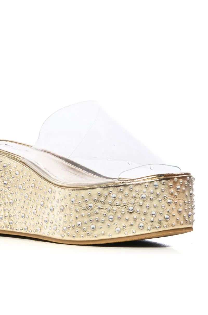 DOLL GOLD FLATFORM EMBELLISHED SANDAL sold by AKIRA product image thumbnail 5