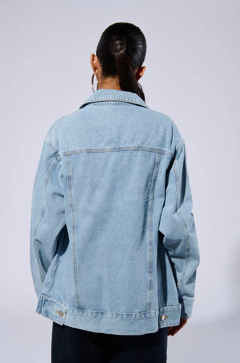 BE RIGHT BACK OVERSIZED DENIM JACKET sold by AKIRA product image thumbnail 5