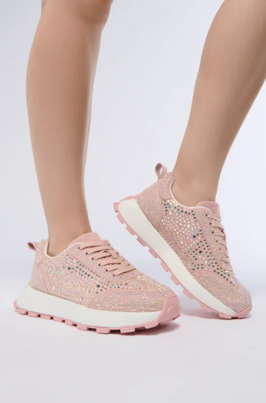 AZALEA WANG NIKOLE PINK EMBELLISHED SNEAKER sold by AKIRA