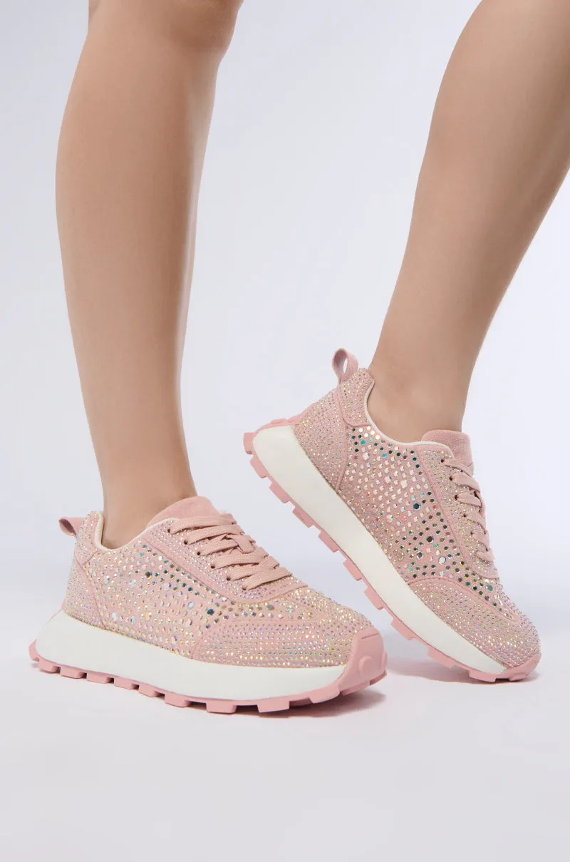 AZALEA WANG NIKOLE PINK EMBELLISHED SNEAKER sold by AKIRA