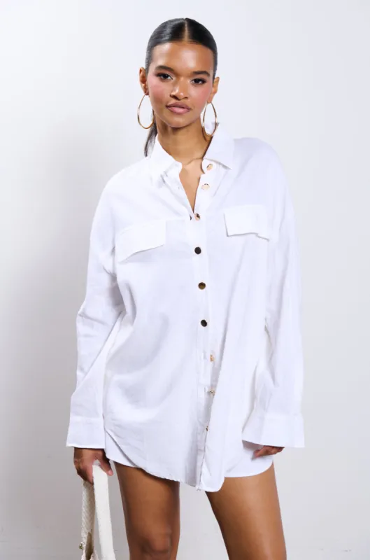CHIC SUMMER LOOK LONG SLEEVE BUTTON DOWN sold by AKIRA
