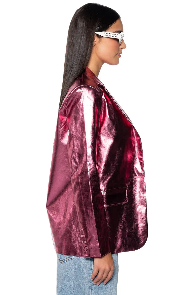 IT WAS ALL A DREAM PINK METALLIC PU BLAZER sold by AKIRA product image thumbnail 3