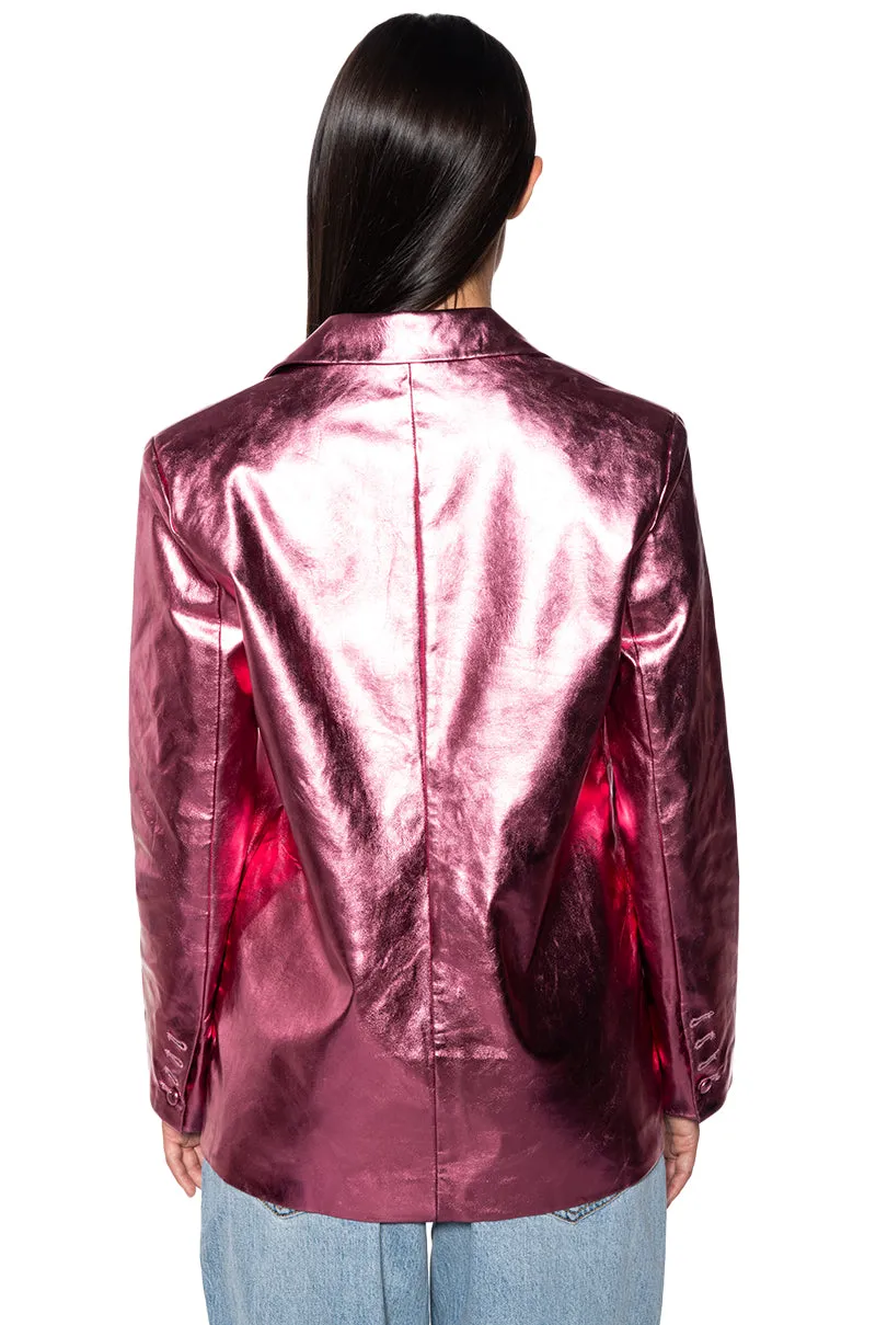 IT WAS ALL A DREAM PINK METALLIC PU BLAZER sold by AKIRA product image thumbnail 4