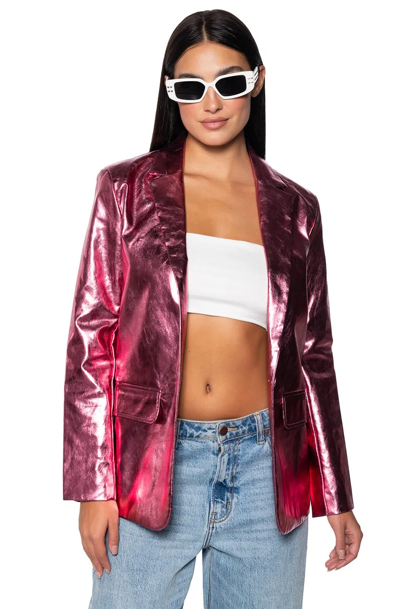 IT WAS ALL A DREAM PINK METALLIC PU BLAZER sold by AKIRA