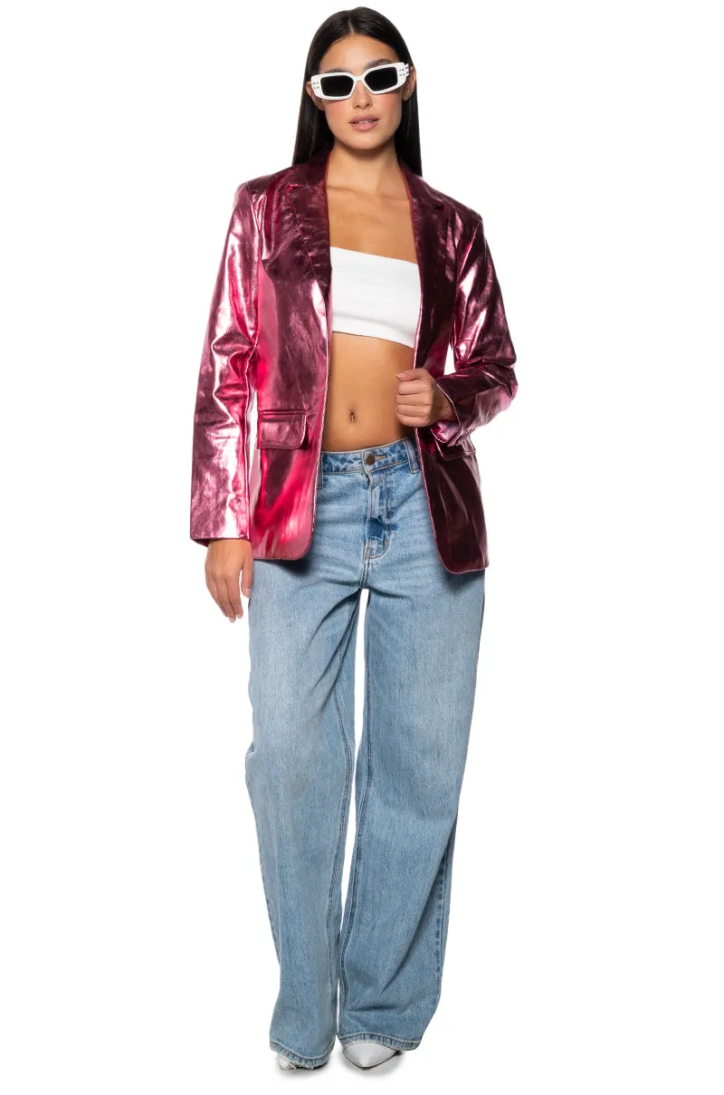 IT WAS ALL A DREAM PINK METALLIC PU BLAZER sold by AKIRA product image thumbnail 2