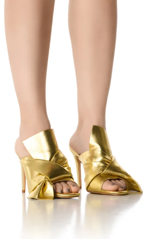 AZALEA WANG CANDY COATED MULE SANDAL IN GOLD sold by AKIRA