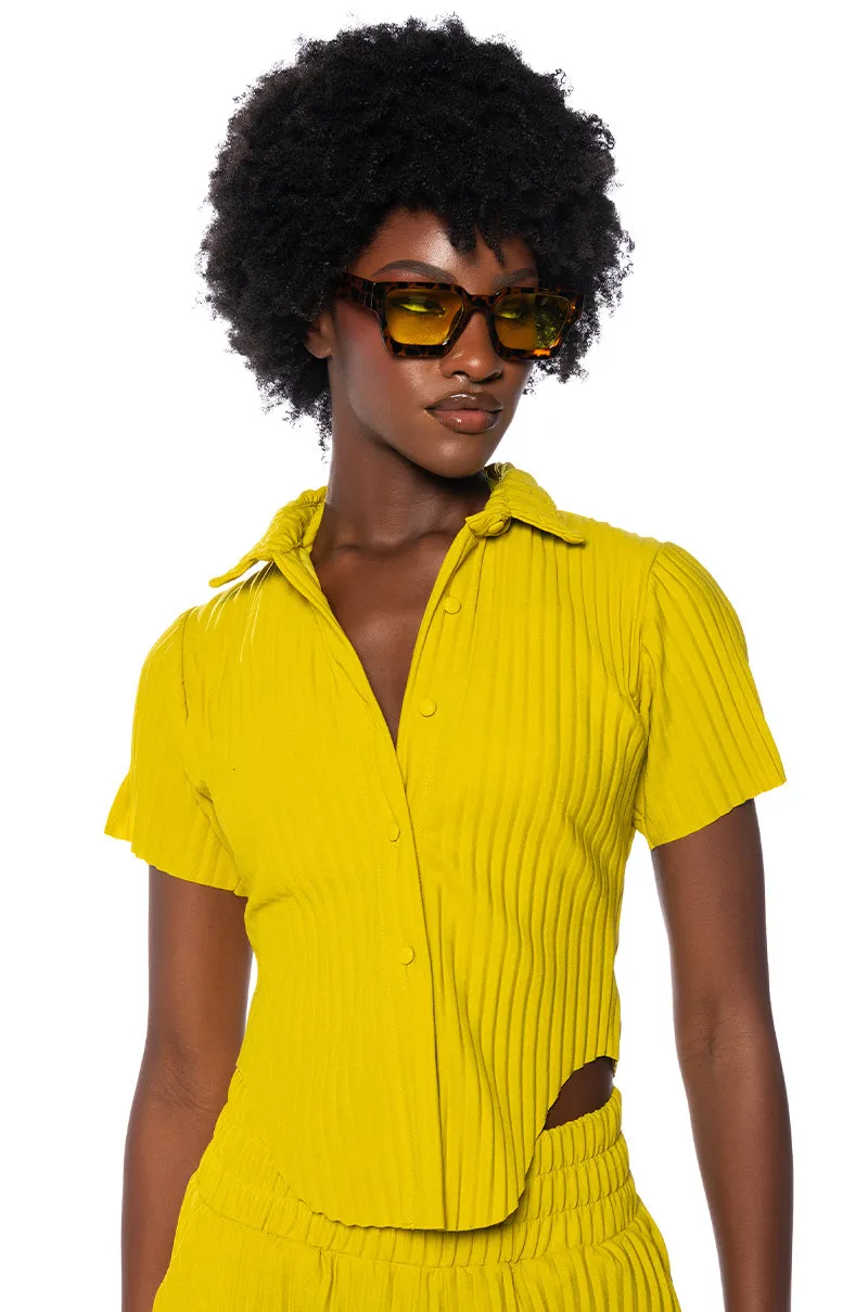 LUCY SHORT SLEEVE BUTTON DOWN sold by AKIRA