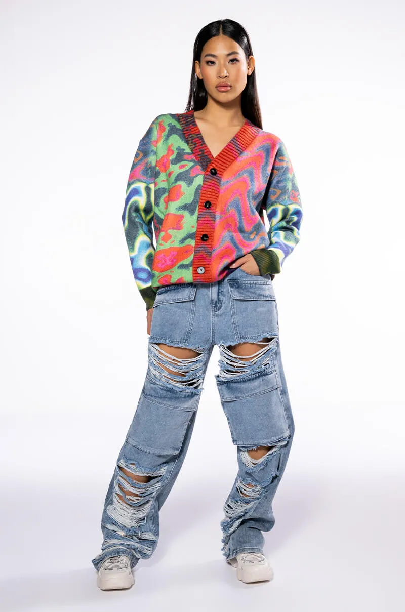 NEVER STRESSED DISTRESSED RELAXED FIT JEANS sold by AKIRA product image thumbnail 2