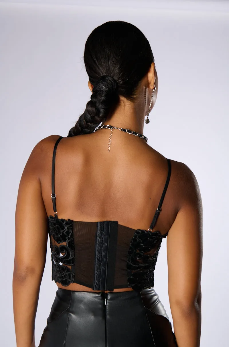 IN THE GARDEN VELVET BRALETTE TOP IN BLACK sold by AKIRA product image thumbnail 4