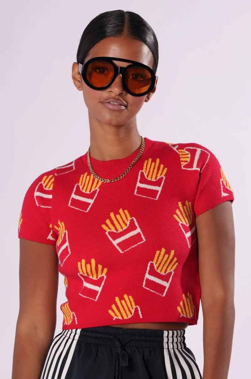 FRY LOVERS KNIT TEE sold by AKIRA