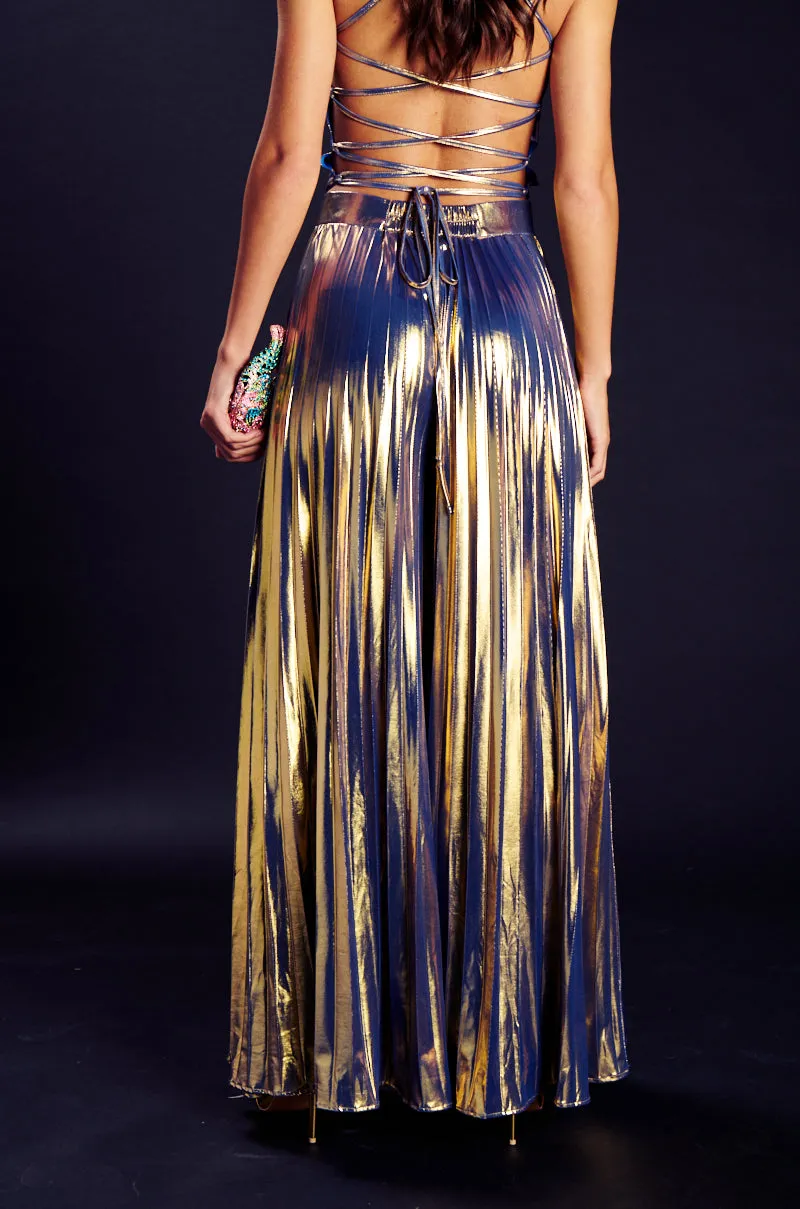 SWEET BUT SAVAGE PLEATED METALLIC PALAZZO PANT sold by AKIRA product image thumbnail 4