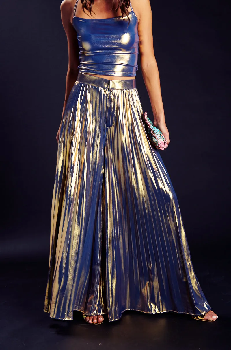 SWEET BUT SAVAGE PLEATED METALLIC PALAZZO PANT sold by AKIRA product image thumbnail 2