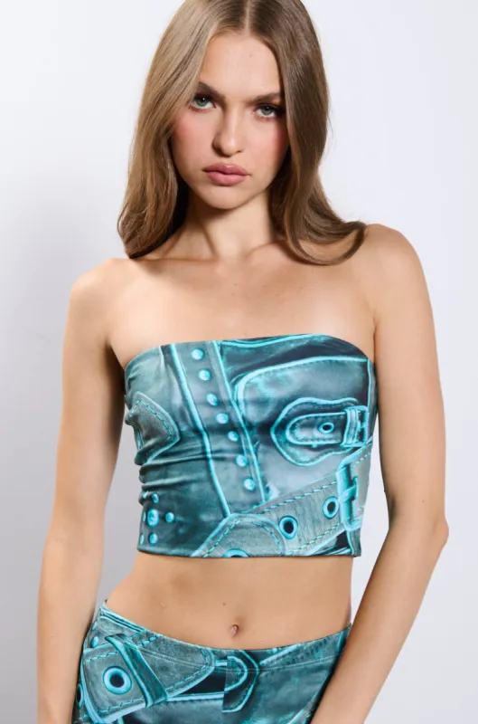 BUCKLE UP BANDEAU TOP made by AKIRA