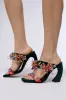 AZALEA WANG GREENBERRY GREEN EMBELLISHED VELVET SANDAL sold by AKIRA