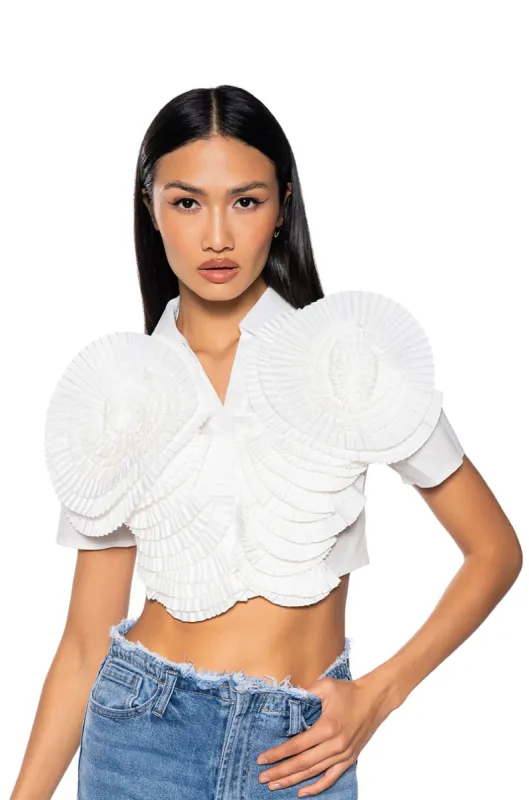 MYRA TEXTURED COLLARED TOP sold by AKIRA