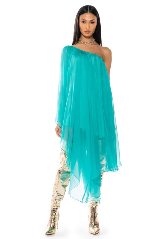 TERRA ONE SHOULDER FLOWY MIDI DRESS made by AKIRA
