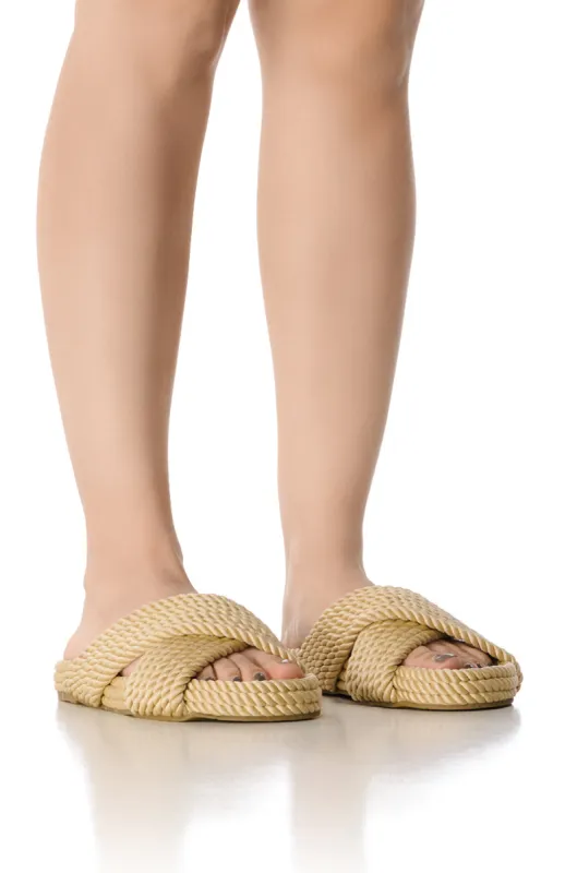 AZALEA WANG LEONIDAS BEIGE ROPE SANDAL sold by AKIRA