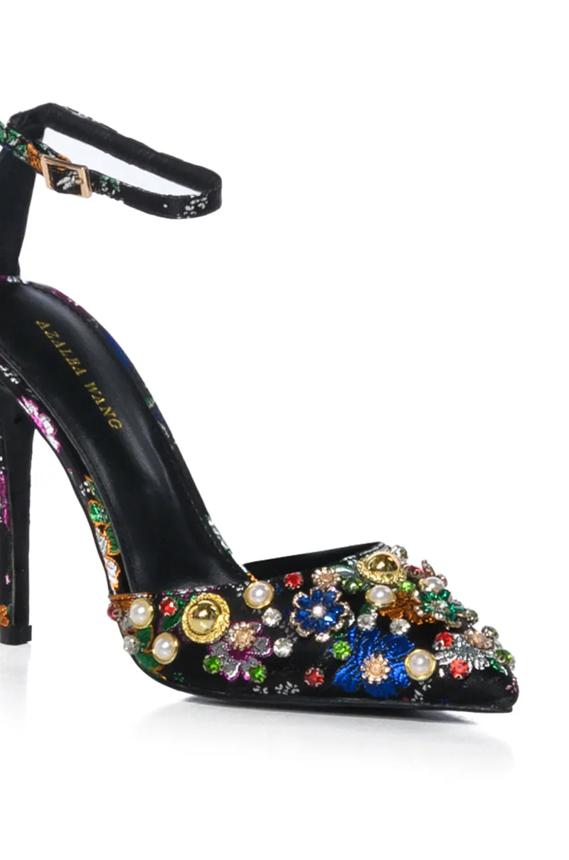 AZALEA WANG OOLONG EMBELLISHED STILETTO PUMP IN BLACK sold by AKIRA product image thumbnail 5