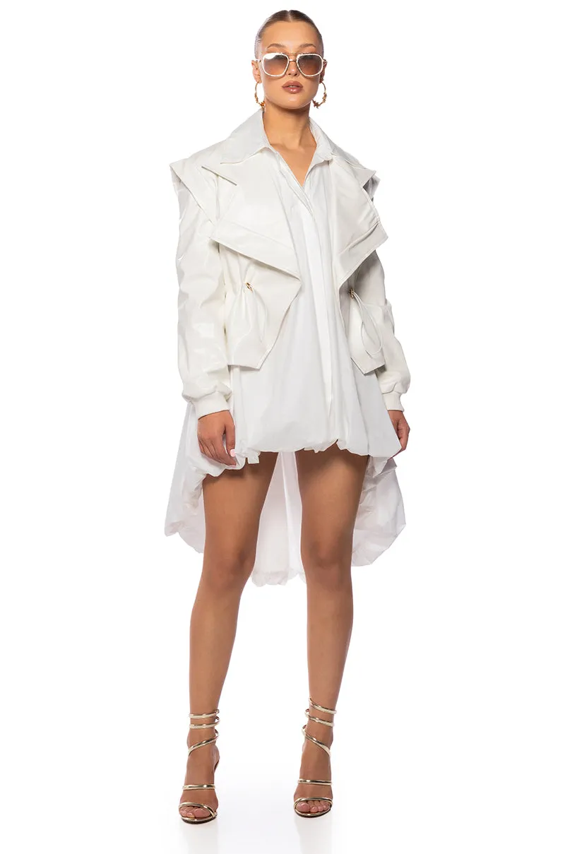KINTSUGI WHITE PLEATHER MOTO JACKET sold by AKIRA product image thumbnail 4