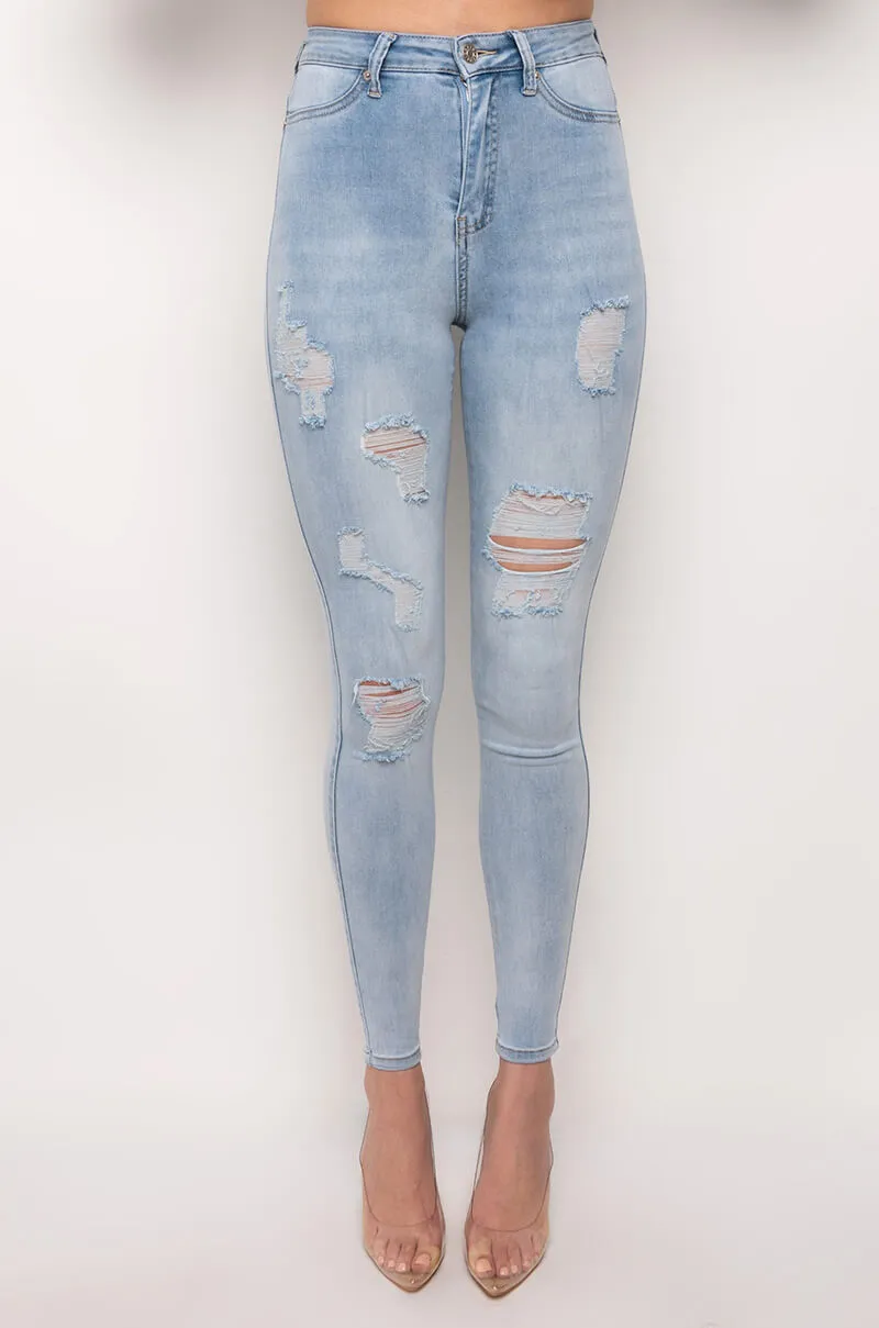 FLEX-FIT EXTREME STRETCH HIGH WAISTED DISTRESSED SKINNY JEANS sold by AKIRA product image thumbnail 5