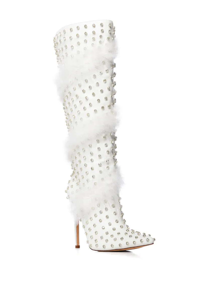 AZALEA WANG GARDENIA FEATHER EMBELLISHED BOOT IN WHITE sold by AKIRA product image thumbnail 3