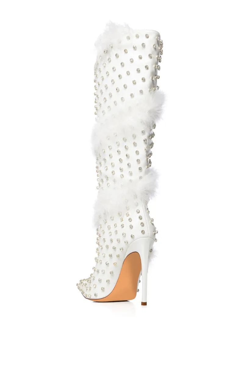 AZALEA WANG GARDENIA FEATHER EMBELLISHED BOOT IN WHITE sold by AKIRA product image thumbnail 4