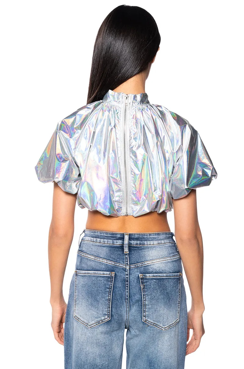INTERSTELLAR CROPPED METALLIC MOCK NECK TOP sold by AKIRA product image thumbnail 5