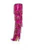 AZALEA WANG ADRIEL FUCHSIA SEQUIN FRINGE DRIP BOOT sold by AKIRA