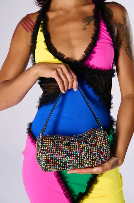 SO FINE MULTI COLOR BLING PURSE sold by AKIRA