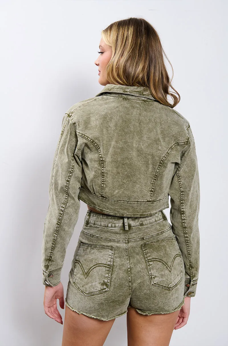 SPEAK UP DENIM JACKET sold by AKIRA product image thumbnail 4