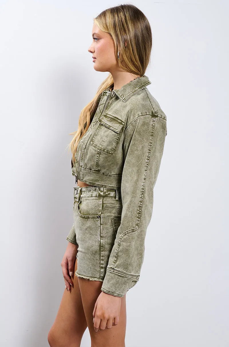 SPEAK UP DENIM JACKET sold by AKIRA product image thumbnail 3