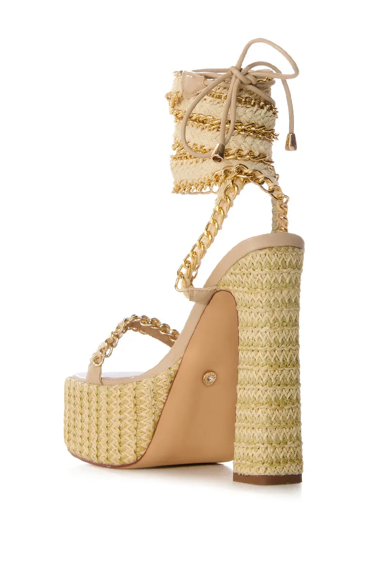 AZALEA WANG WYLIE BEIGE WITH GOLD CHAIN PLATFORM SANDAL sold by AKIRA product image thumbnail 4
