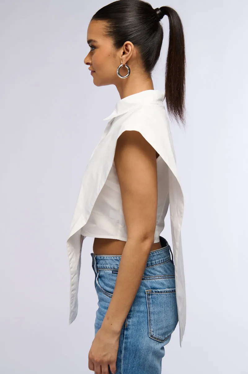 ALWAYS GIVING BUTTON DOWN POPLIN BLOUSE sold by AKIRA product image thumbnail 3