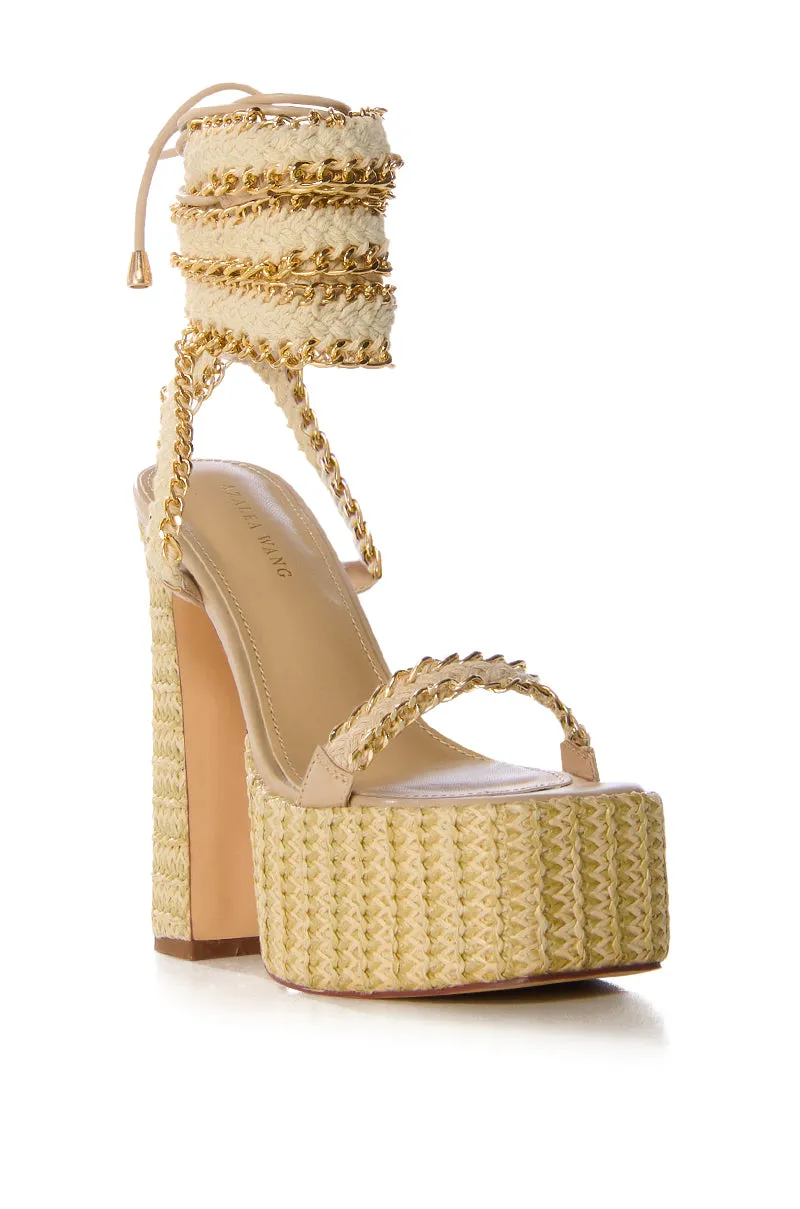 AZALEA WANG WYLIE BEIGE WITH GOLD CHAIN PLATFORM SANDAL sold by AKIRA product image thumbnail 3