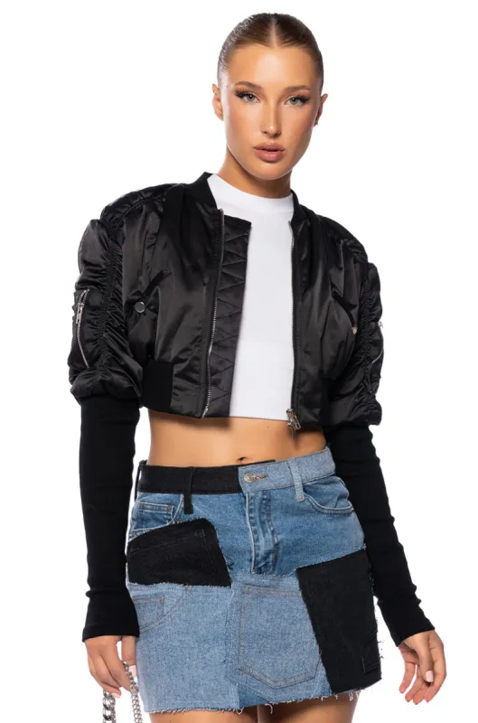 BABBS SKINNY ARM BOMBER JACKET sold by AKIRA