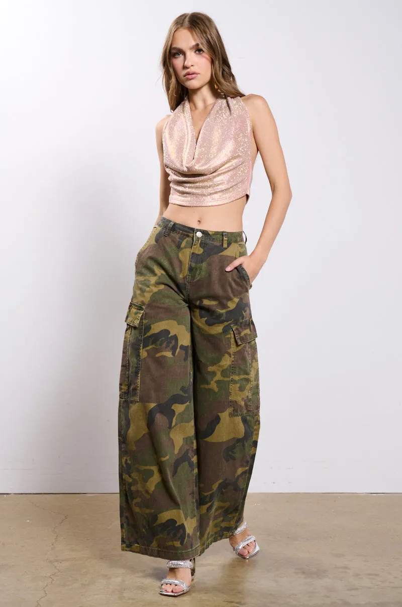 RIDE WITH ME CAMO WIDE LEG PANT sold by AKIRA product image thumbnail 4