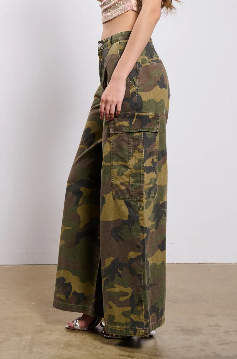 RIDE WITH ME CAMO WIDE LEG PANT sold by AKIRA product image thumbnail 2