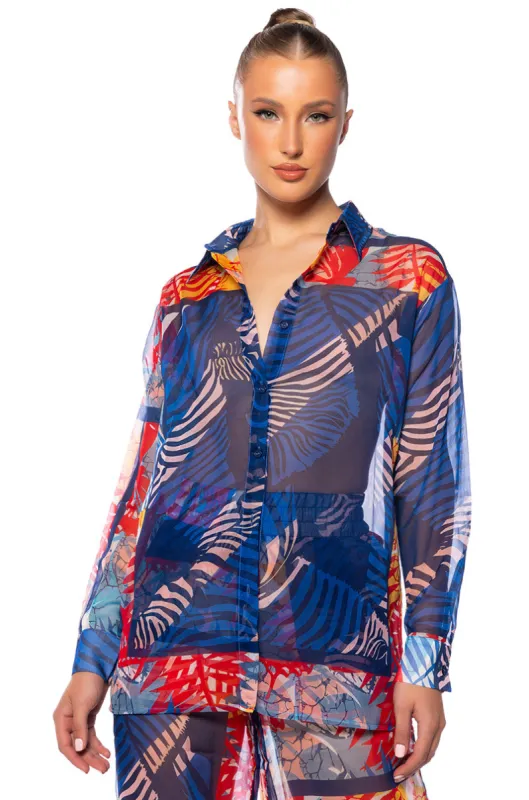 BEACHY DAY BUTTON DOWN LIGHTWEIGHT BLOUSE sold by AKIRA