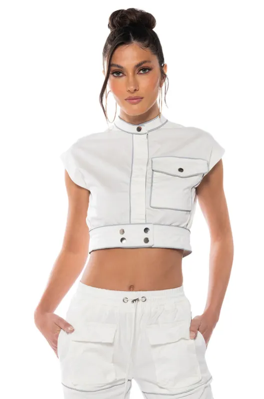 DESTINATION CROPPED CARGO TOP sold by AKIRA