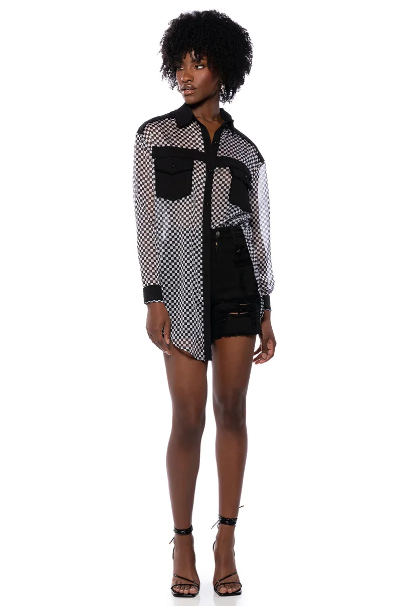CHECK YOURSELF CHECKERED LONGSLEEVE SHIRT sold by AKIRA product image thumbnail 3