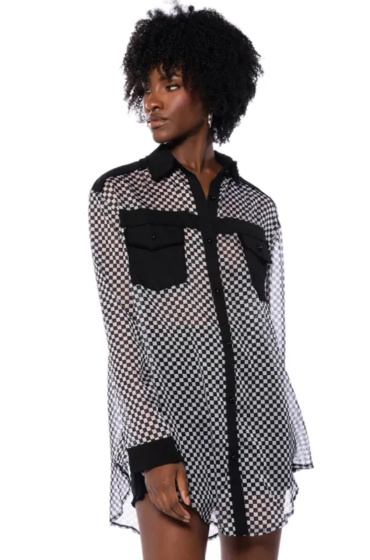 CHECK YOURSELF CHECKERED LONGSLEEVE SHIRT sold by AKIRA