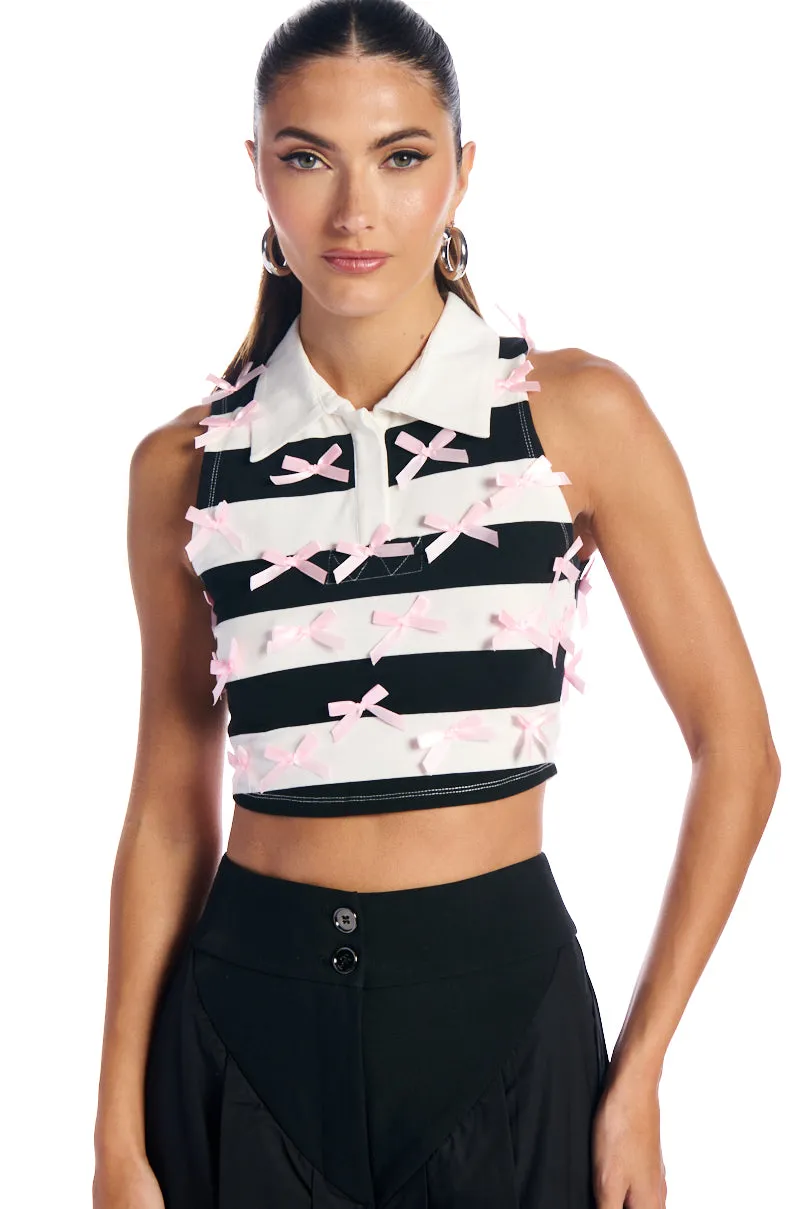 WANNA LOVE YOU STRIPE TANK WITH BOW sold by AKIRA product image thumbnail 2