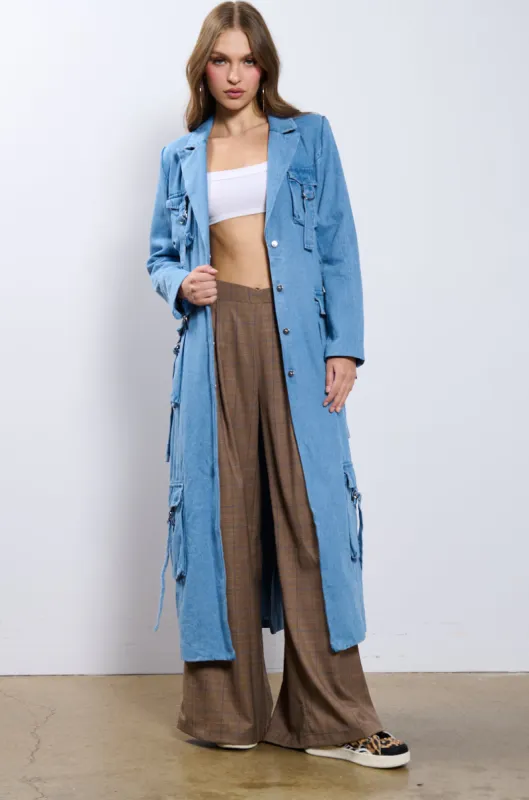 HIGH EXPECTATIONS DENIM TRENCH sold by AKIRA